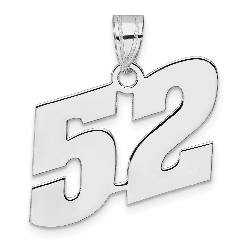 14K White Gold Polished Block Number 52 Pendant