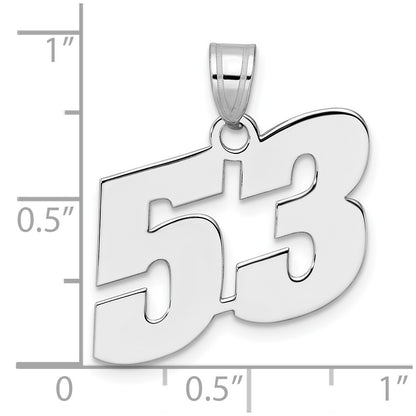 14K White Gold Polished Block Number 53 Pendant
