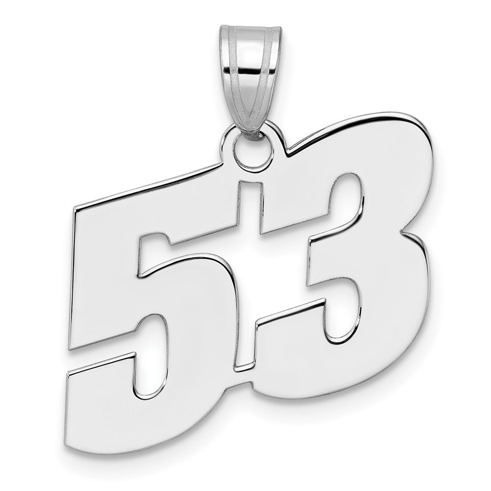 14K White Gold Polished Block Number 53 Pendant