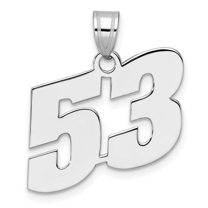 14K White Gold Polished Block Number 53 Pendant