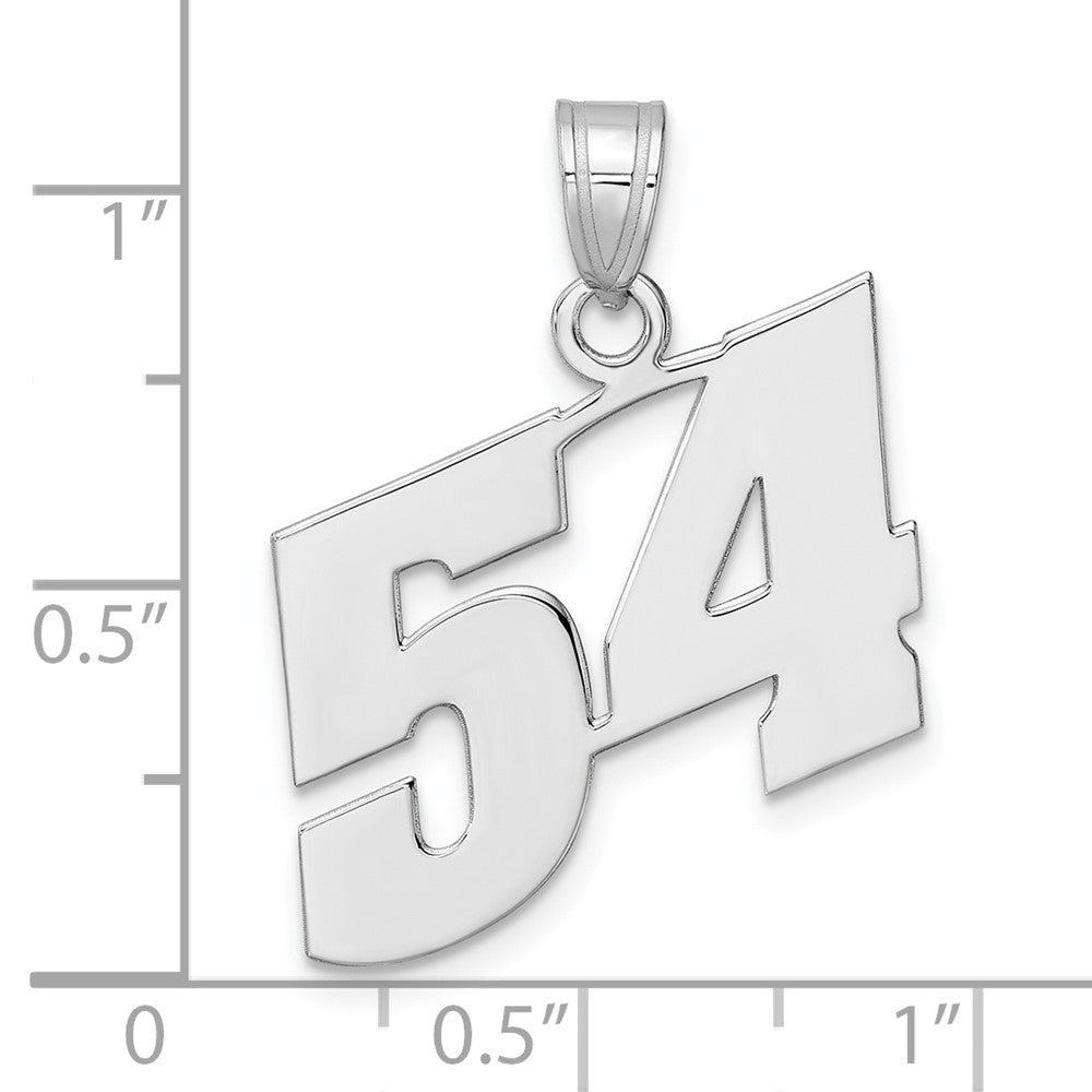 14K White Gold Polished Block Number 54 Pendant