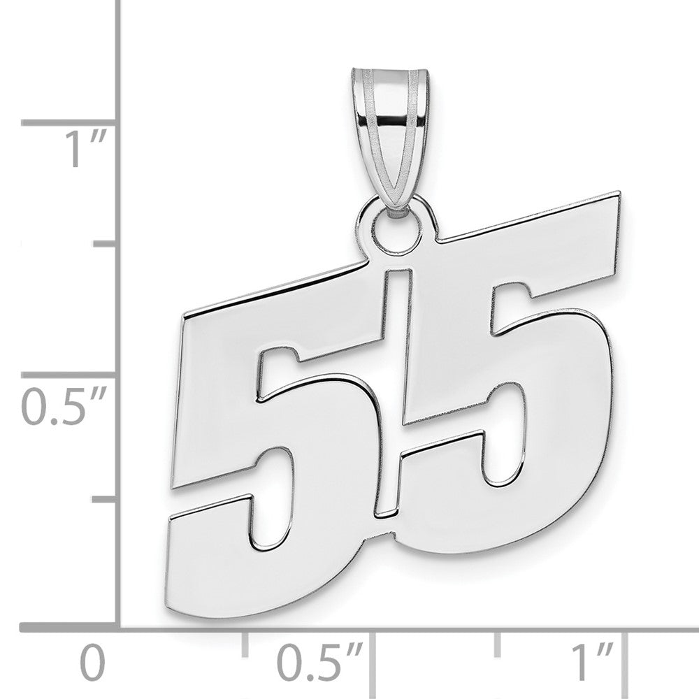 14K White Gold Polished Block Number 55 Pendant