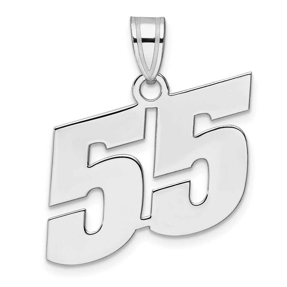 14K White Gold Polished Block Number 55 Pendant