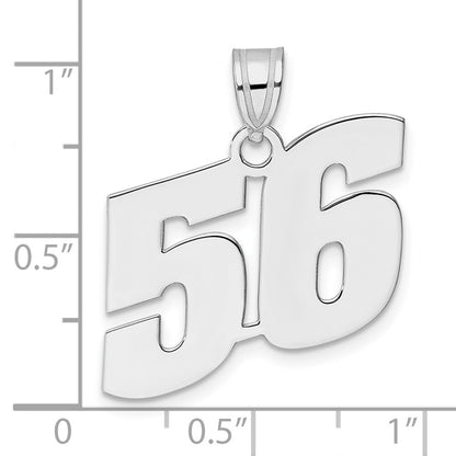 14K White Gold Polished Block Number 56 Pendant