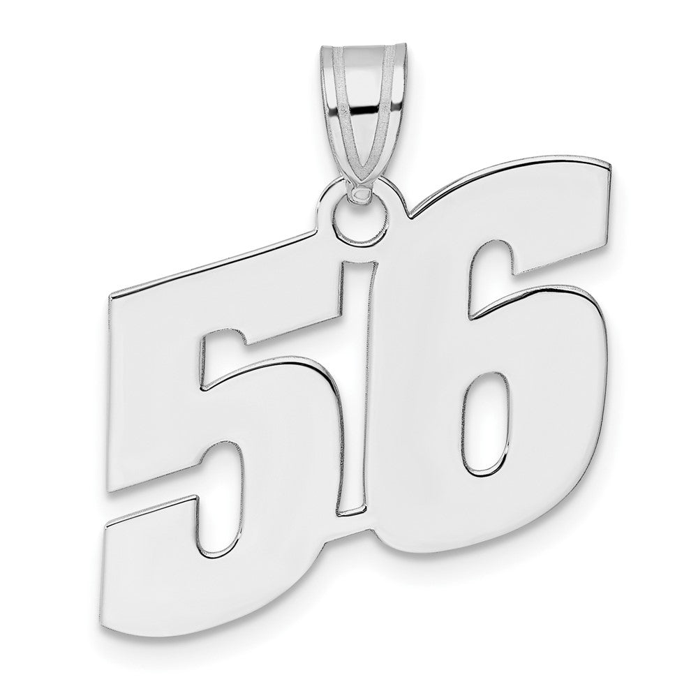 14K White Gold Polished Block Number 56 Pendant