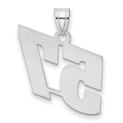 14K White Gold Polished Block Number 57 Pendant