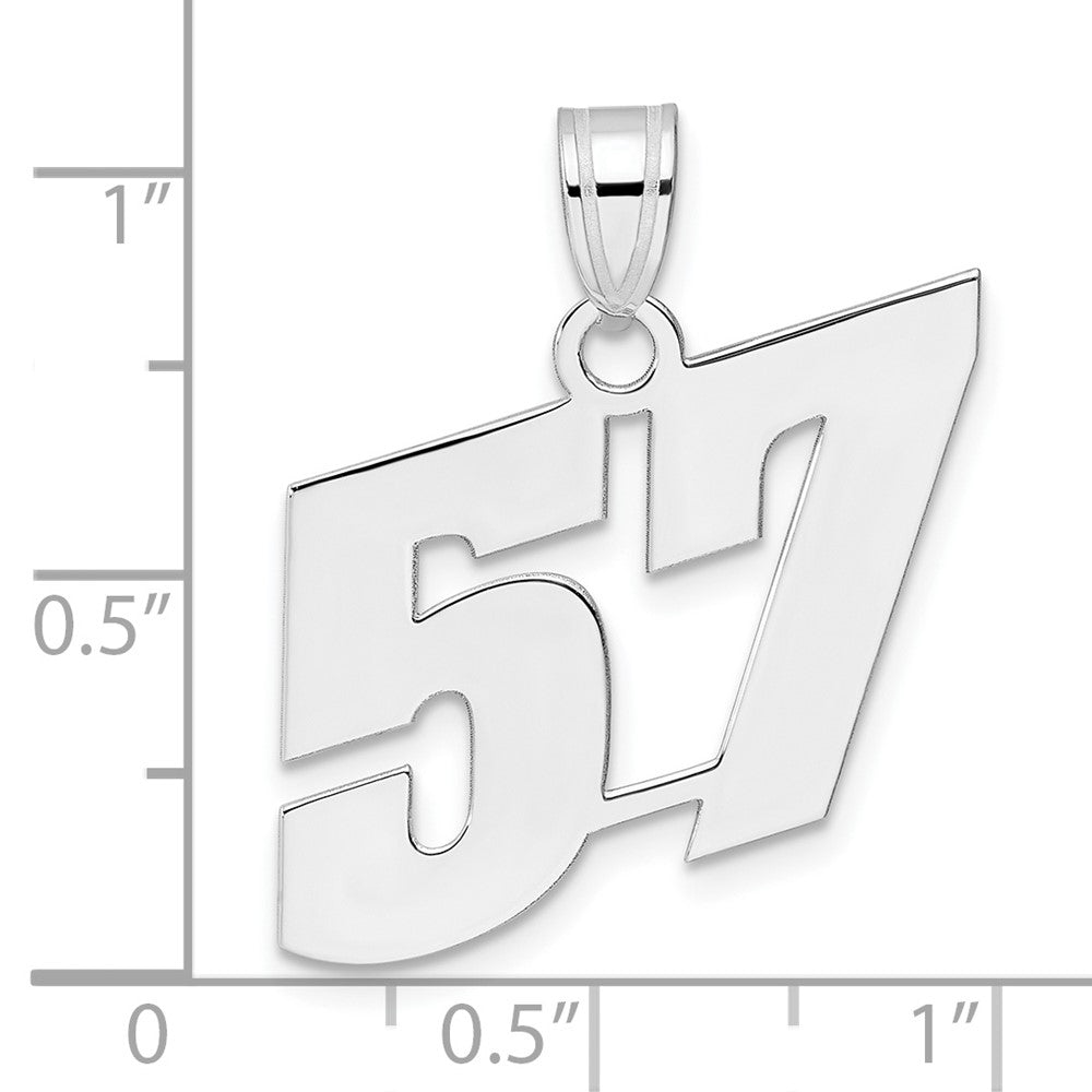 14K White Gold Polished Block Number 57 Pendant