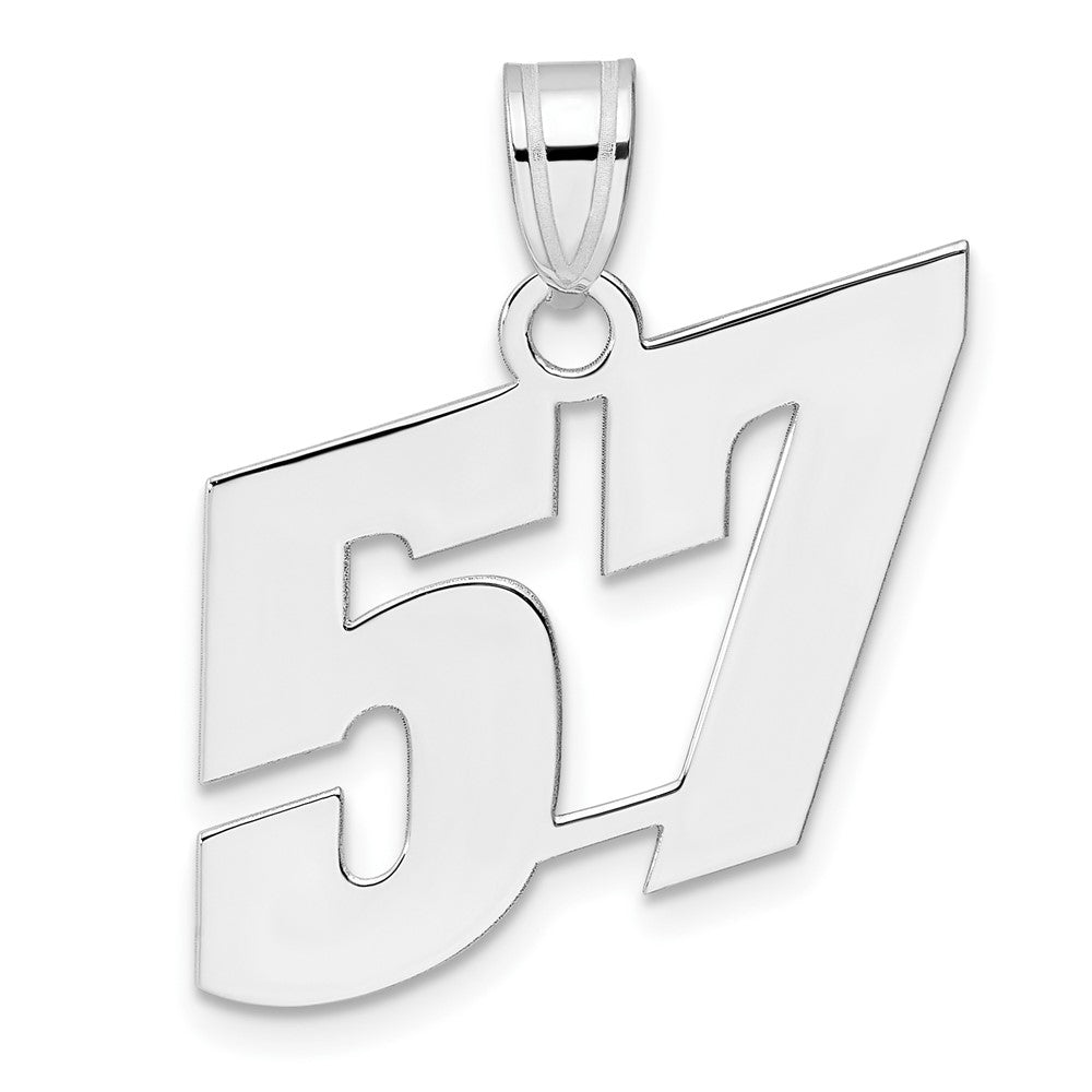14K White Gold Polished Block Number 57 Pendant