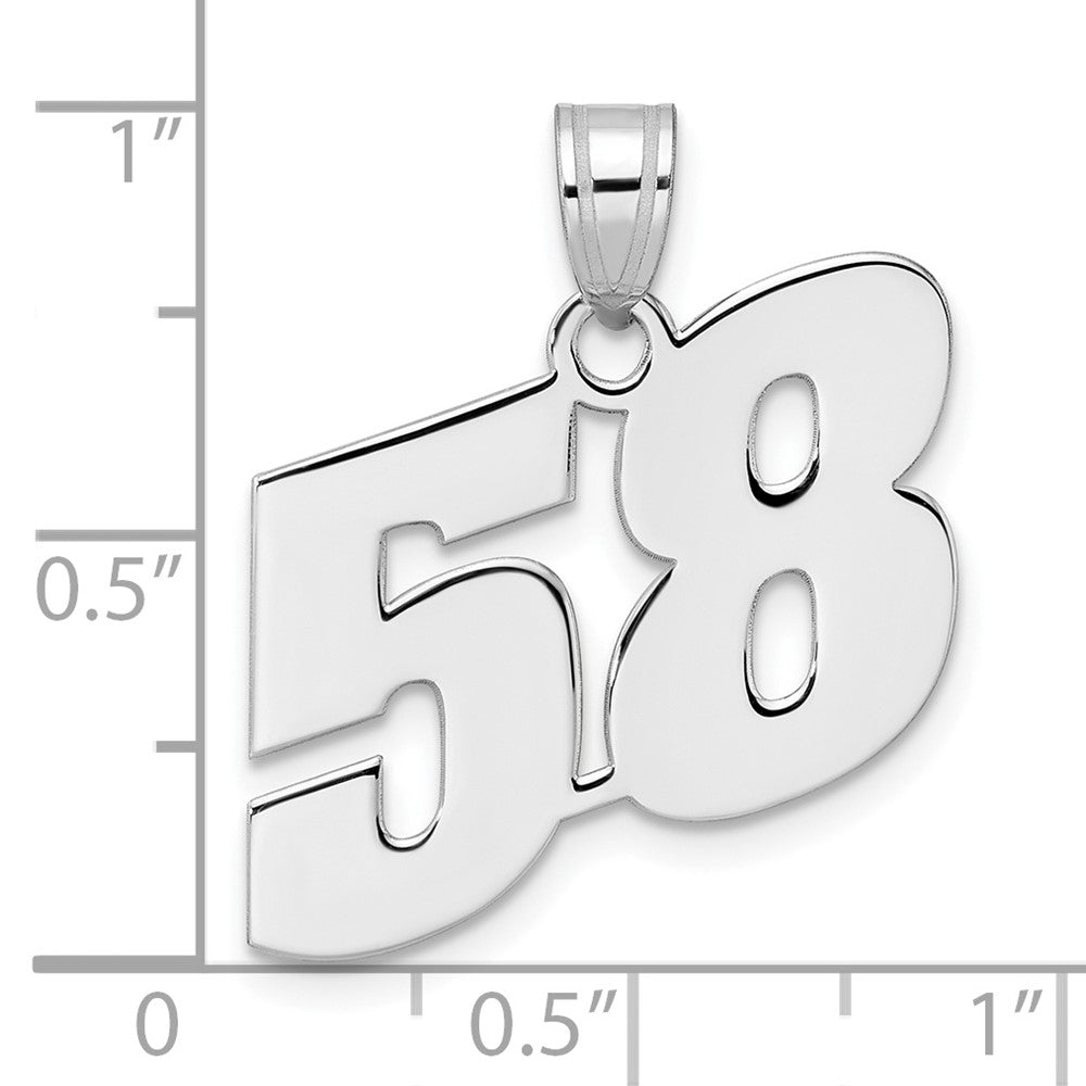 14K White Gold Polished Block Number 58 Pendant