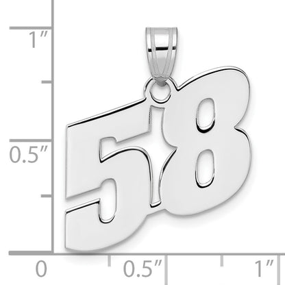 14K White Gold Polished Block Number 58 Pendant