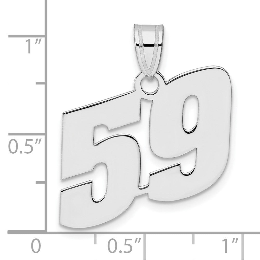 14K White Gold Polished Block Number 59 Pendant