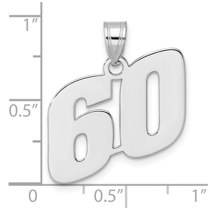 14K White Gold Polished Block Number 60 Pendant