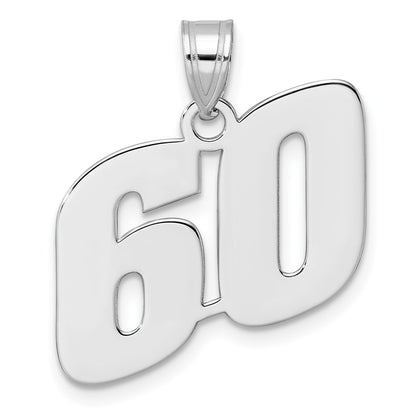 14K White Gold Polished Block Number 60 Pendant