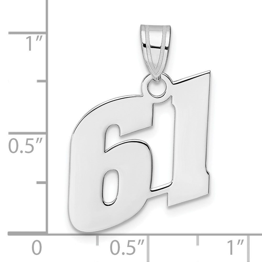 14K White Gold Polished Block Number 61 Pendant
