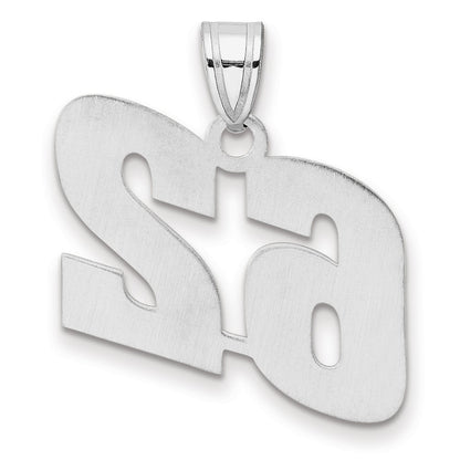 14K White Gold Polished Block Number 62 Pendant
