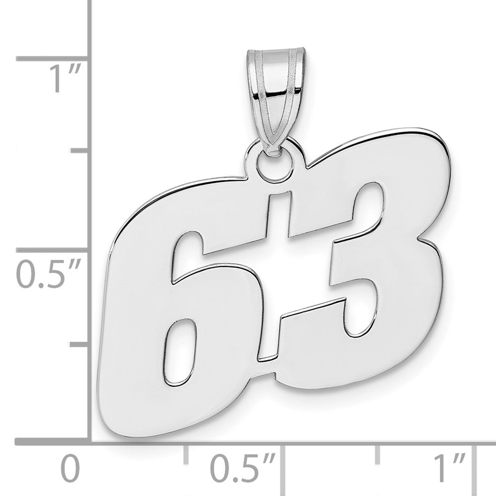 14K White Gold Polished Block Number 63 Pendant