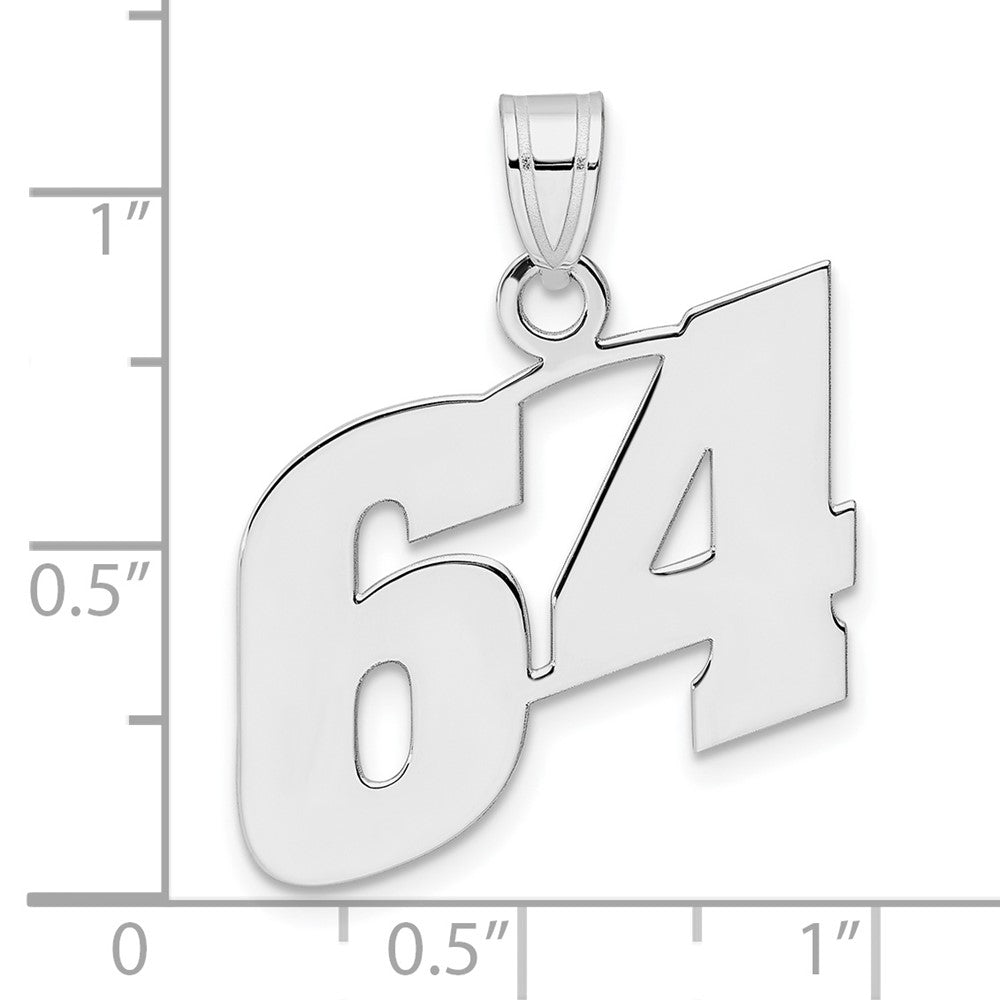 14K White Gold Polished Block Number 64 Pendant
