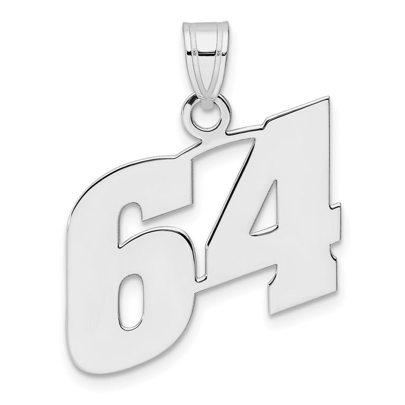 14K White Gold Polished Block Number 64 Pendant