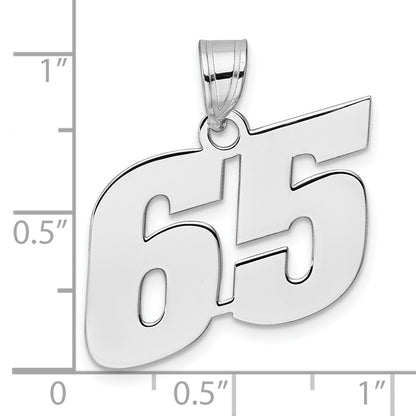 14K White Gold Polished Block Number 65 Pendant