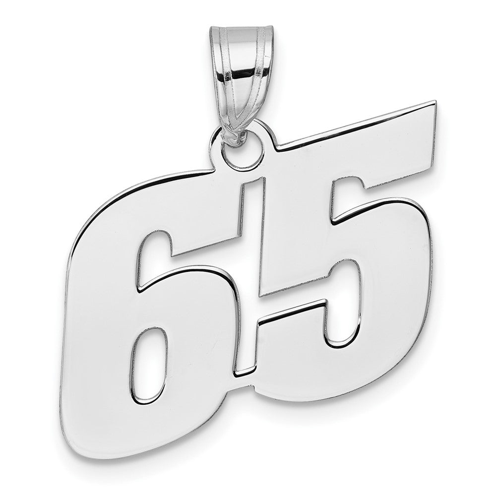 14K White Gold Polished Block Number 65 Pendant