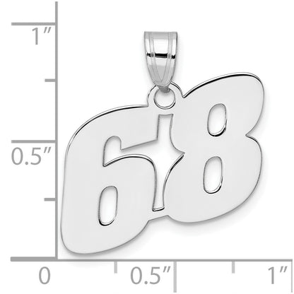 14K White Gold Polished Block Number 68 Pendant