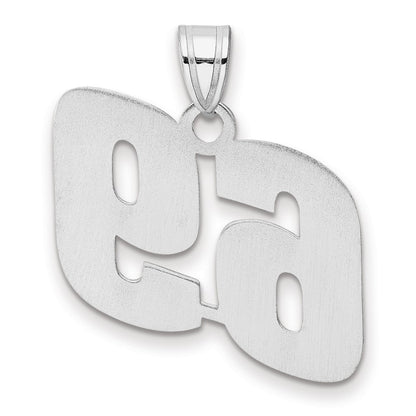 14K White Gold Polished Block Number 69 Pendant