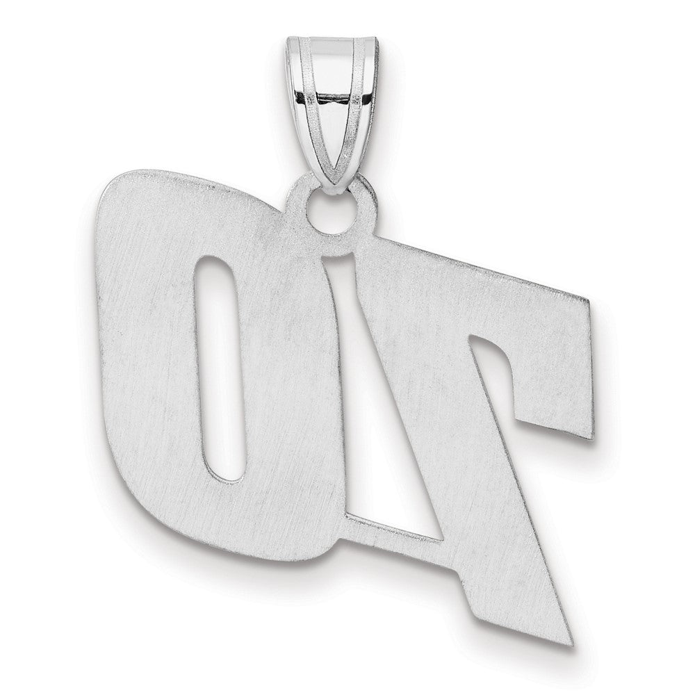 14K White Gold Polished Block Number 70 Pendant
