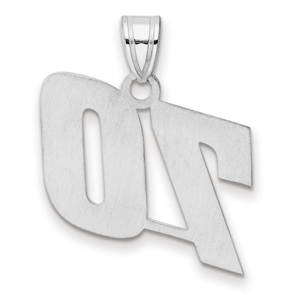 14K White Gold Polished Block Number 70 Pendant