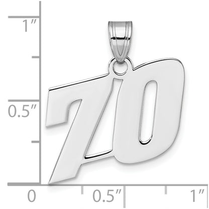 14K White Gold Polished Block Number 70 Pendant