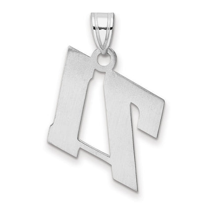 14K White Gold Polished Block Number 71 Pendant