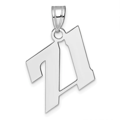 14K White Gold Polished Block Number 71 Pendant