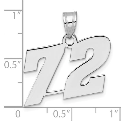 14K White Gold Polished Block Number 72 Pendant