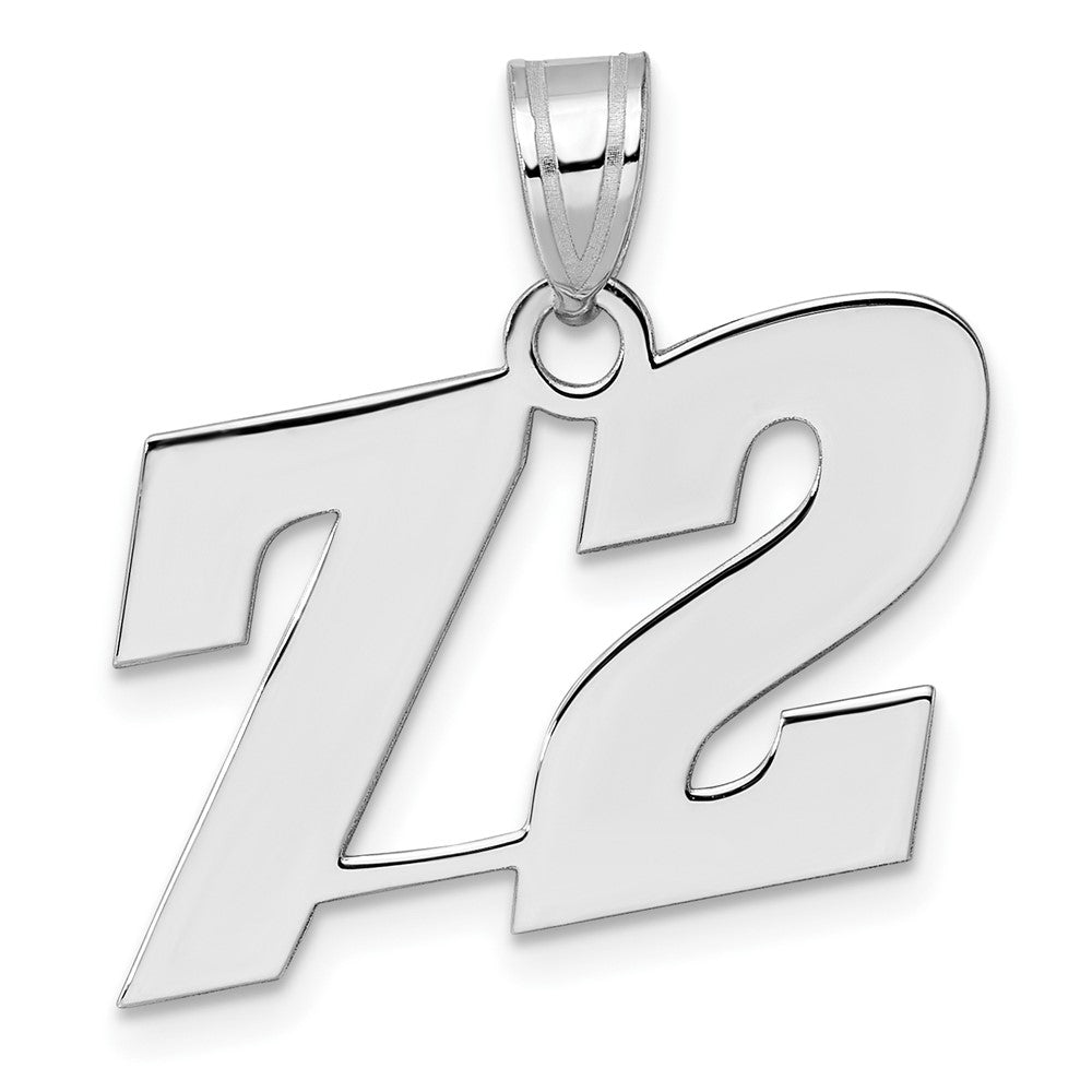 14K White Gold Polished Block Number 72 Pendant