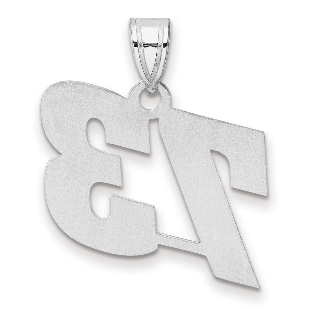 14K White Gold Polished Block Number 73 Pendant