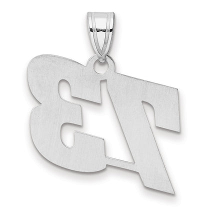14K White Gold Polished Block Number 73 Pendant