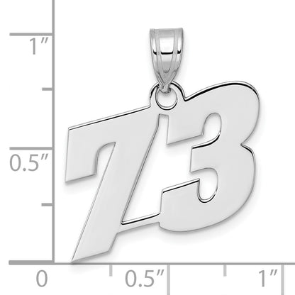 14K White Gold Polished Block Number 73 Pendant