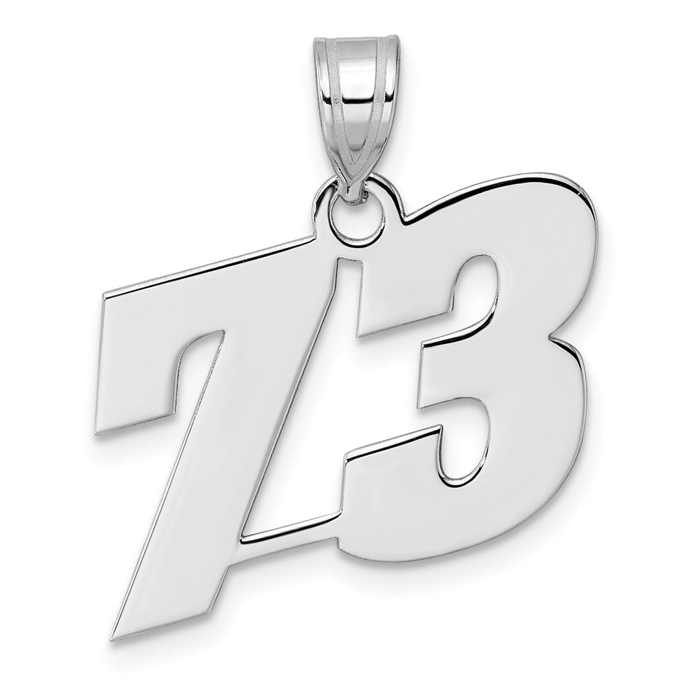 14K White Gold Polished Block Number 73 Pendant