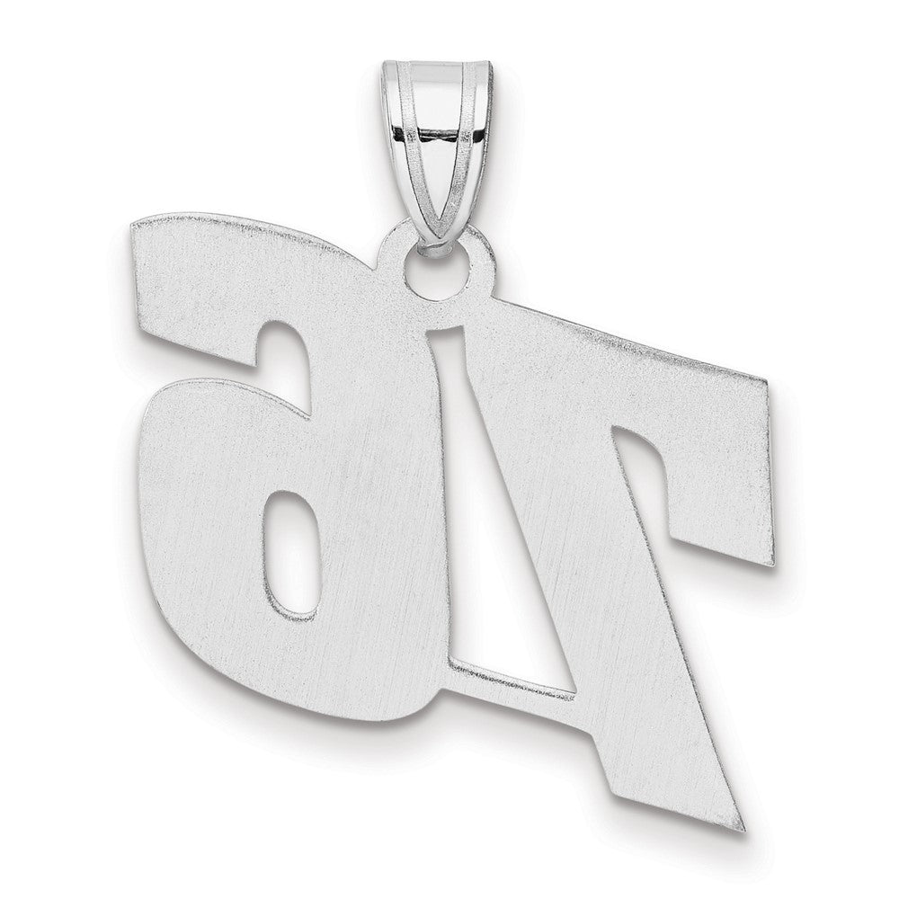 14K White Gold Polished Block Number 76 Pendant