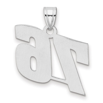 14K White Gold Polished Block Number 76 Pendant