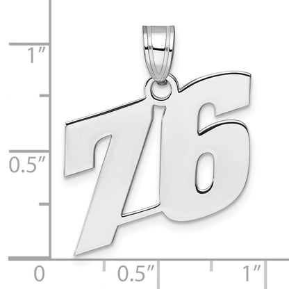 14K White Gold Polished Block Number 76 Pendant