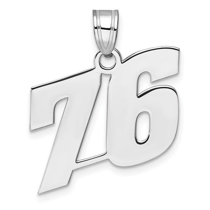 14K White Gold Polished Block Number 76 Pendant