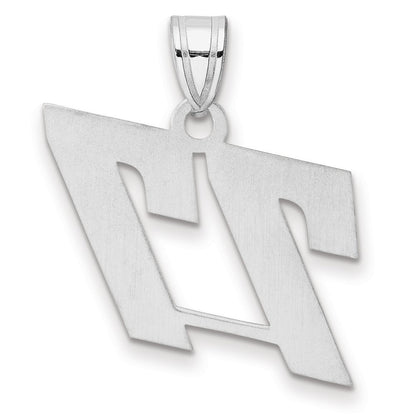 14K White Gold Polished Block Number 77 Pendant