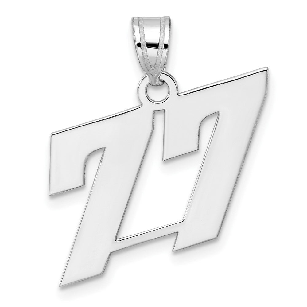 14K White Gold Polished Block Number 77 Pendant