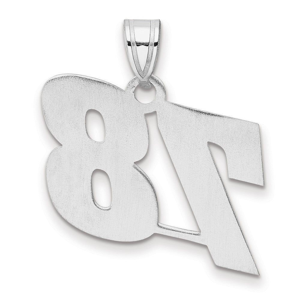 14K White Gold Polished Block Number 78 Pendant