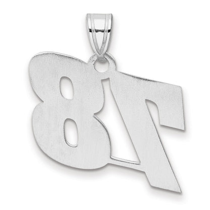 14K White Gold Polished Block Number 78 Pendant