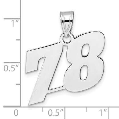 14K White Gold Polished Block Number 78 Pendant