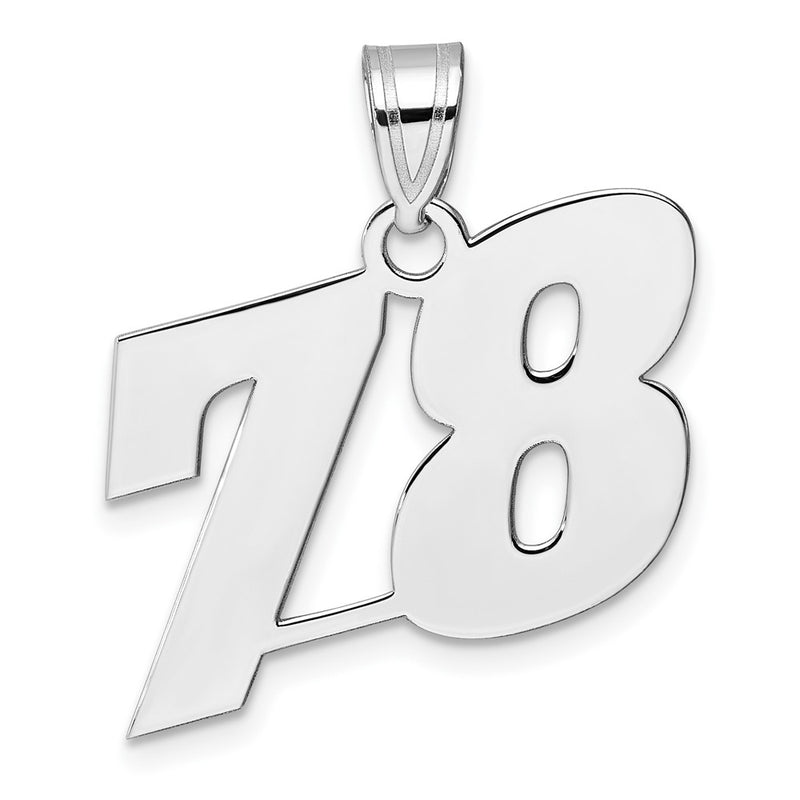 14K White Gold Polished Block Number 78 Pendant
