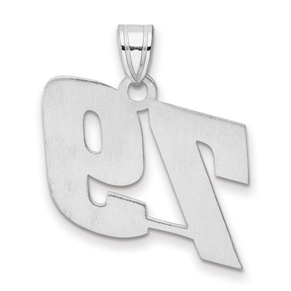 14K White Gold Polished Block Number 79 Pendant