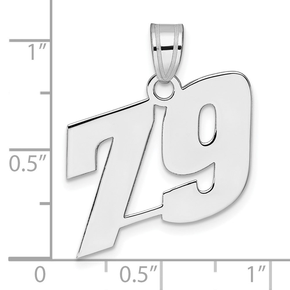 14K White Gold Polished Block Number 79 Pendant