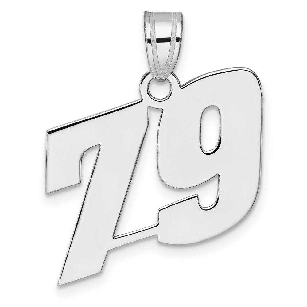 14K White Gold Polished Block Number 79 Pendant